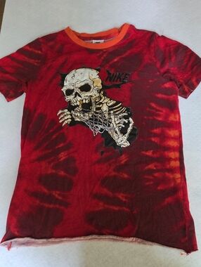 Nike Red & Orange Tie-Dye Basketball Skull Graphic Tee